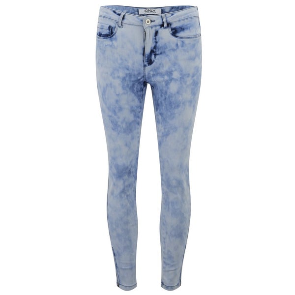 ONLY Women's Skinny Acid Wash Ankle Jeans - Blue