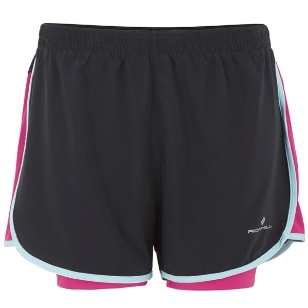 RonHill Women's Aspiration Twin Shorts - Black/Cerise Pink