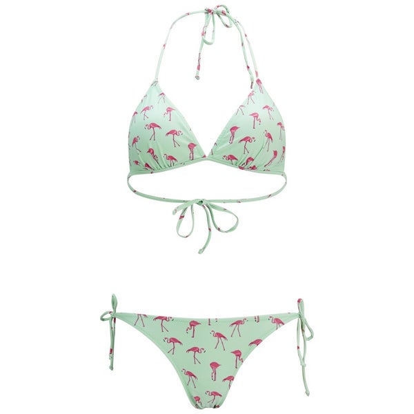 ONLY Women's Flamingo Print Bikini - Bay