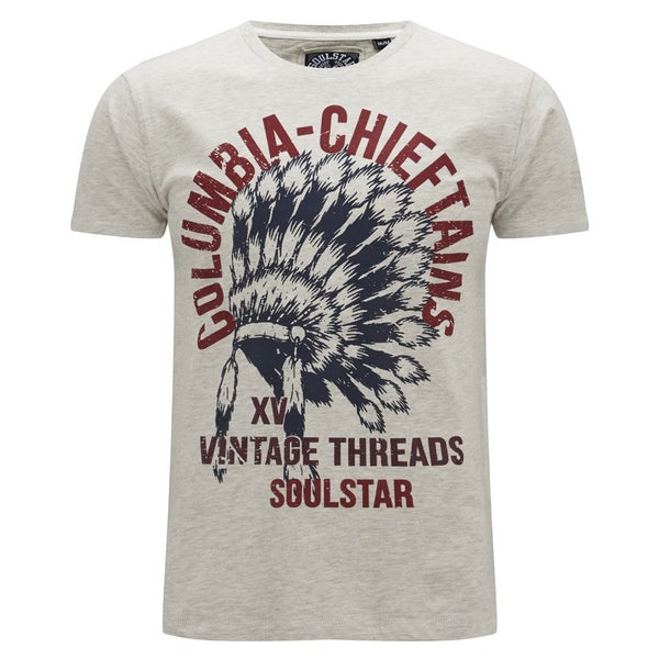 Soul Star Men's Mt Chieftans Printed T-Shirt - Oatmeal Mel