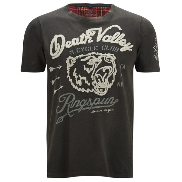 Ringspun Men's Clubber Death Valley Printed T-Shirt - Faded Black