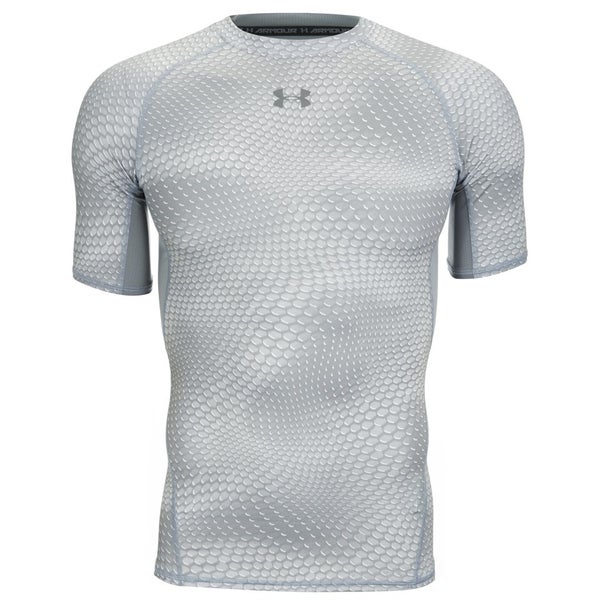 Under Armour Men's Armour Heat Gear Printed Short Sleeve Training T-Shirt - Grey/White