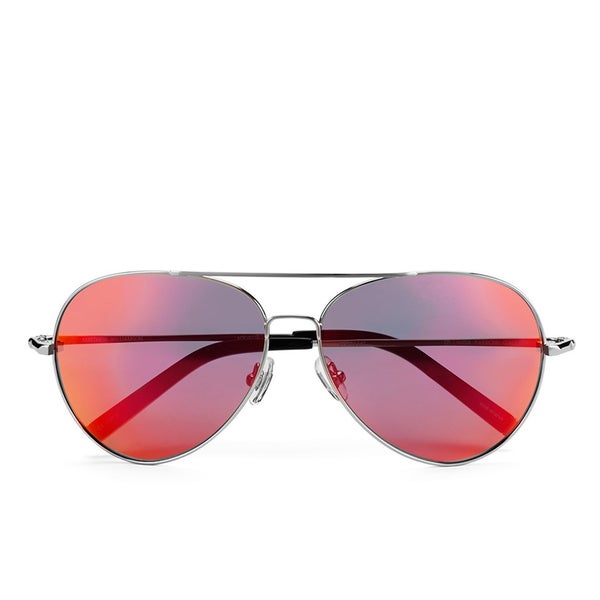 Matthew Williamson Women's Sun Red Lens Aviator Sunglasses - Black Acetate