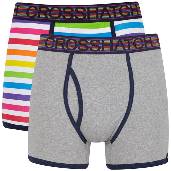 Crosshatch Men's Refracto 2-Pack Boxer Shorts - Multi/Grey Marl