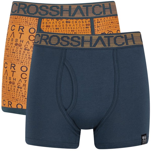 Boxers Crosshatch -Abricot / Bleu -Lot de 2