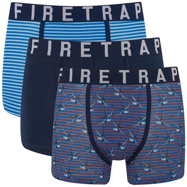 Firetrap Men's Swallow 3-Pack Boxers - Navy/Baby Blue/Rusty Red