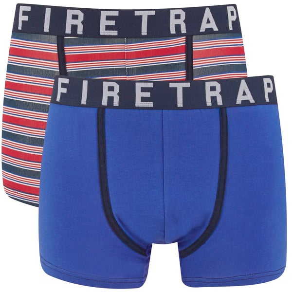 Firetrap Men's Multi Stripe 2-Pack Boxers - Electric Blue/Striped
