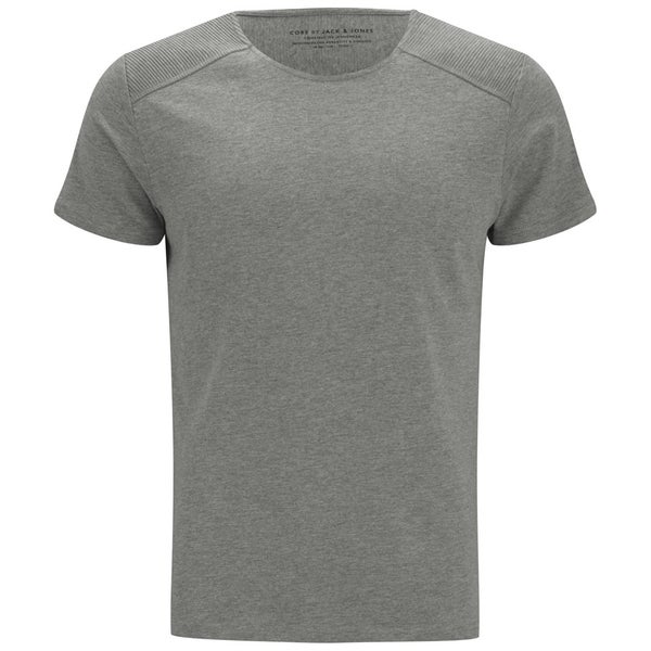 Jack & Jones Men's Ribbed Shoulder Detail Road T-Shirt - Grey