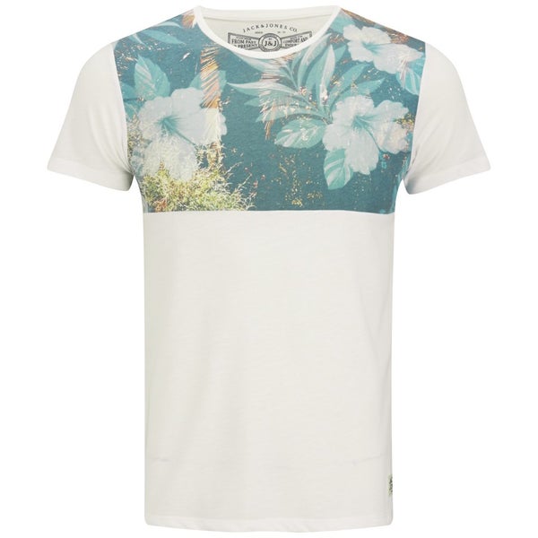 Jack & Jones Originals Men's Floral Panelled Up T-Shirt - White