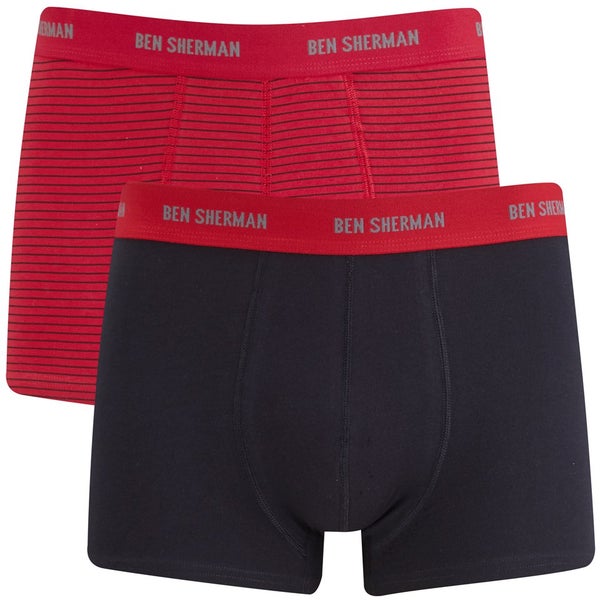 Ben Sherman Men's 2-Pack Ernie Trunks - Dawn Red Stripe/Black