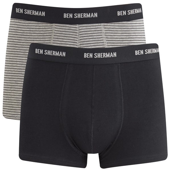 Ben Sherman Men's 2-Pack Ernie Trunks - Grey Stripe/Black