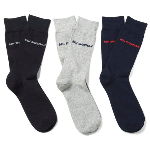 Ben Sherman Men's 3-Pack Hedgehunter Socks - Navy/Grey/Black
