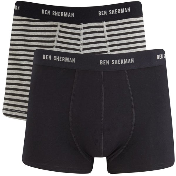 Ben Sherman Men's 2-Pack Trunks - Grey/Black Stripe/Black