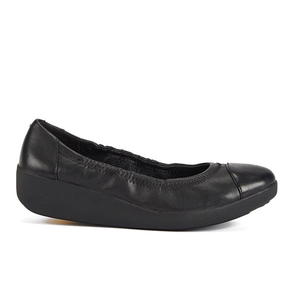 FF2 by FitFlop Women's F-Pop Leather Ballerina Flats - All Black