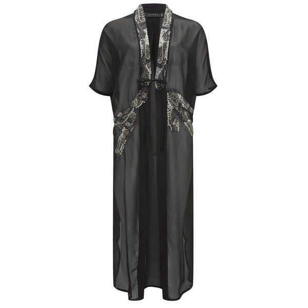 Religion Women's Status Embellished Kimono - Black