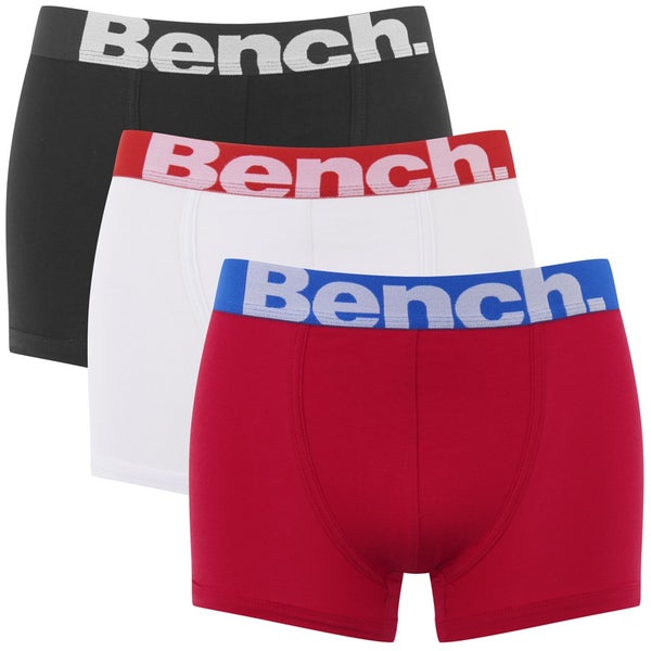 Bench Men's 3-Pack Large Logo Band Boxers - Red/Black/White