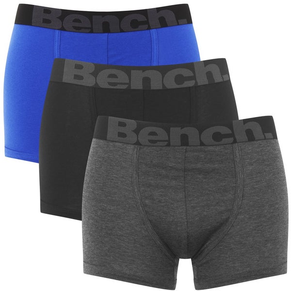 Bench Men's 3-Pack Contrast Waistband Boxers - Blue/Grey/Black