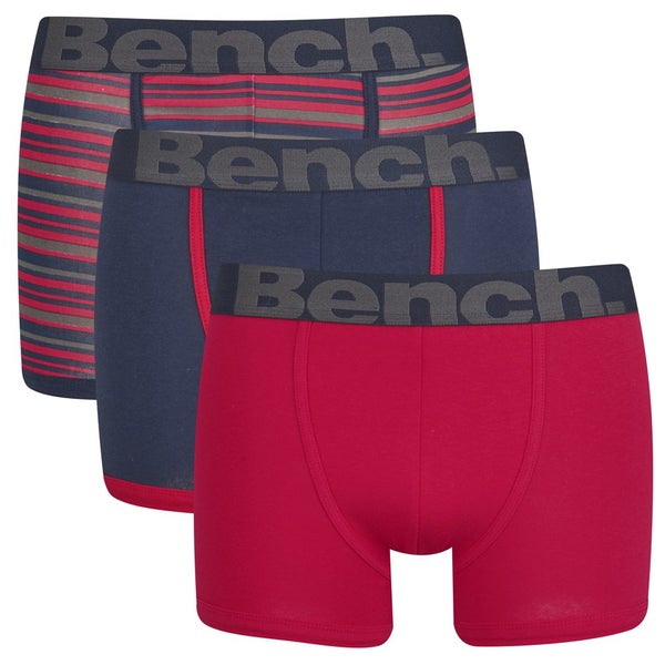 Bench Men's 3-Pack Striped Boxers - Red/Blue