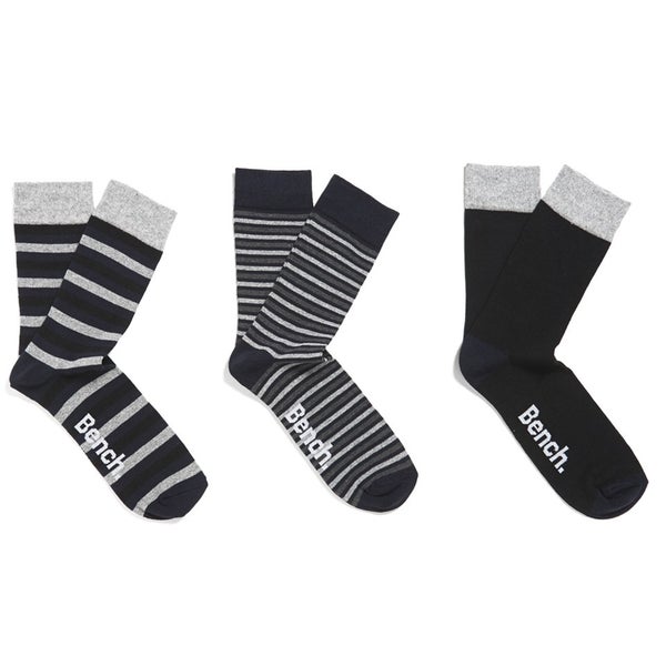 Bench Men's 3-Pack Striped Socks - Grey/Black