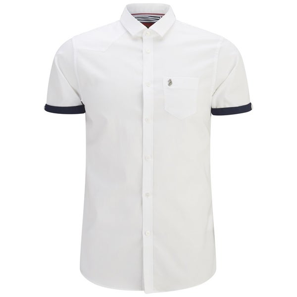Luke 1977 Men's Tommy Stibbs Short Sleeve Stripe Detail Shirt - White