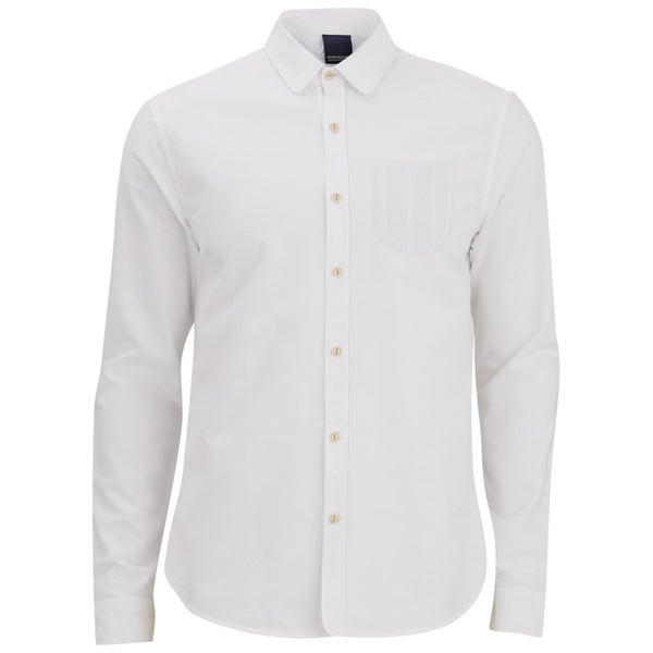 Scotch & Soda Men's Brushed Oxford One Pocket Long Sleeve Shirt - White