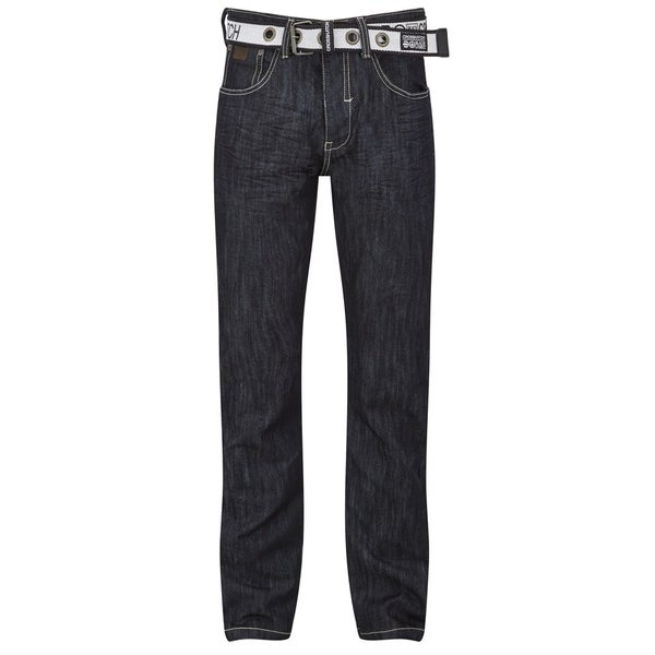 Crosshatch Men's Vancouver Belted Jeans - Rinse Wash
