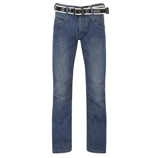 Crosshatch Men's Oakland Belted Jeans - Stone Wash