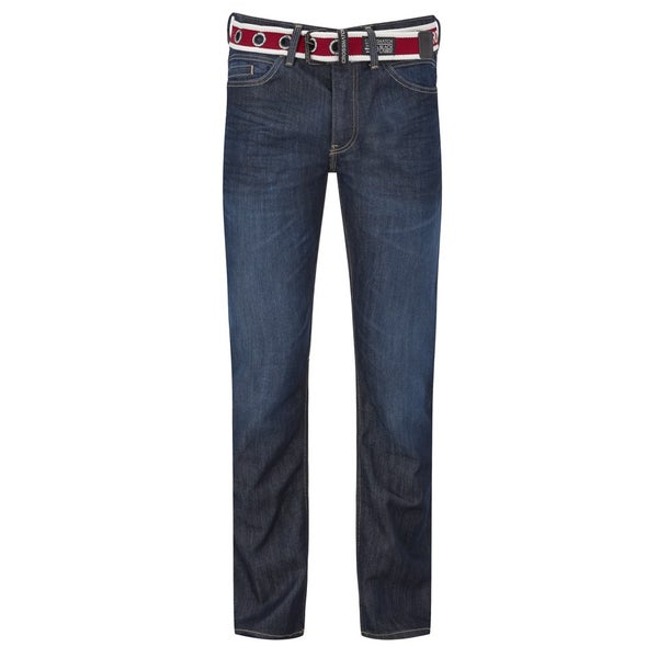Crosshatch Men's Oklahoma Belted Jeans - Dark Wash