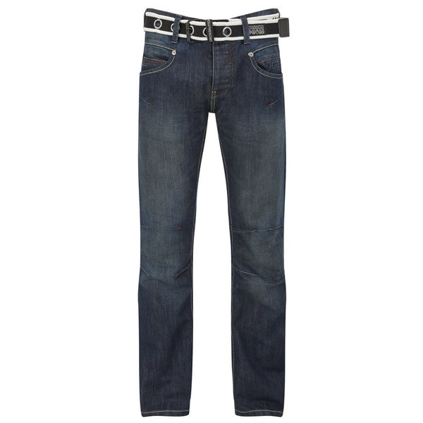 Crosshatch Men's Oakland Belted Jeans - Dark Wash