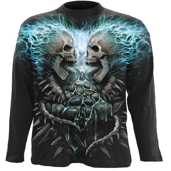 T -Shirt manches longues Spiral pour Homme FLAMING SPINE -Noir