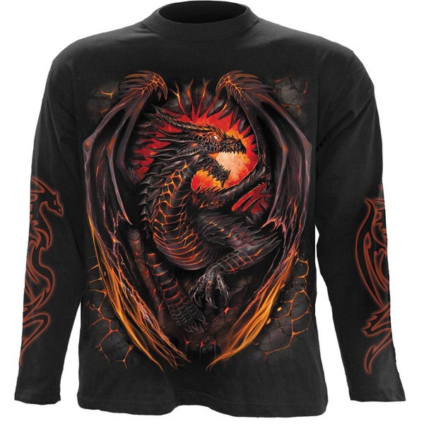 Spiral Men's DRAGON FURNACE Long Sleeve T-Shirt - Black