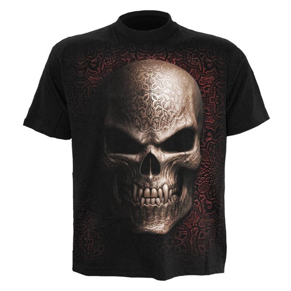 T -Shirt Spiral pour Homme GOTH SKULL -Noir