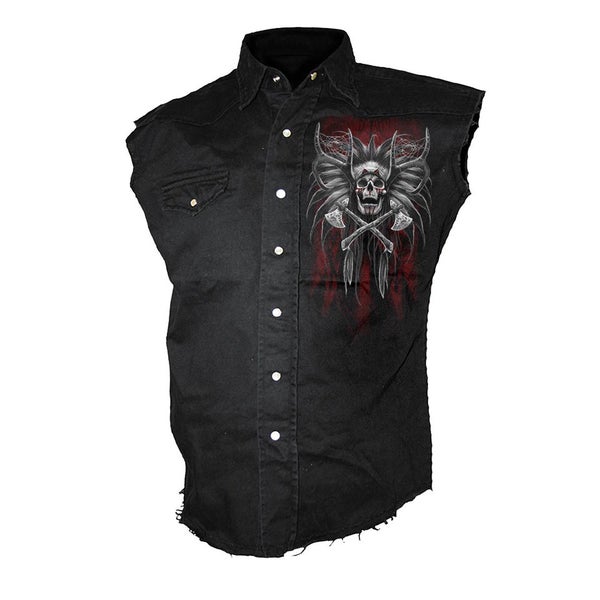 Spiral Men's TRIBAL DREAMS Sleeveless Stone Washed Worker Shirt - Black
