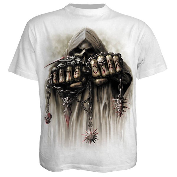 T -Shirt manches longues Spiral pour Homme GAME OVER -Blanc