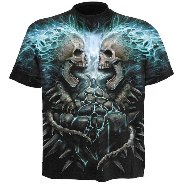 T -Shirt Spiral pour Homme FLAMING SPINE -Noir