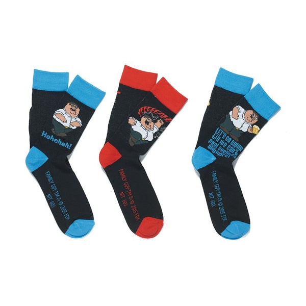 Family Guy Men's 3 Pack Socks - Black/Blue
