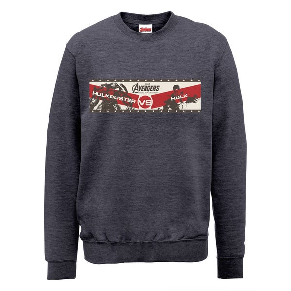 Marvel Avengers Age of Ultron Hulk vs. Hulkbuster Retro Banner Sweatshirt - Dark Grey