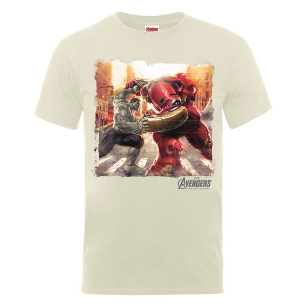 Marvel Avengers Men's Age of Ultron Hulk vs. Hulkbuster Scene T-Shirt - Nude