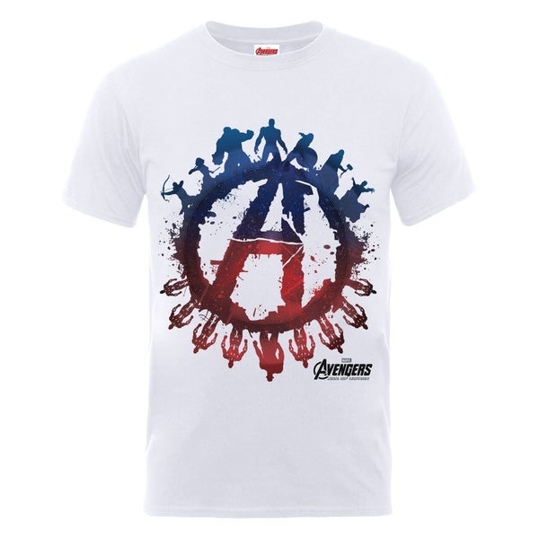 Marvel Avengers Men's Age of Ultron Team Silhouette Logo T-Shirt - White
