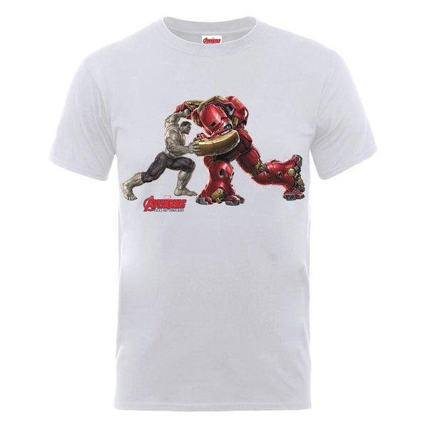 Marvel Avengers Men's Age of Ultron Hulk vs. Hulkbuster T-Shirt - Ash Grey