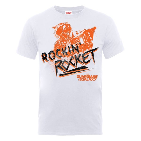 Marvel Guardians of the Galaxy Men's Rockin Rocket T-Shirt - White
