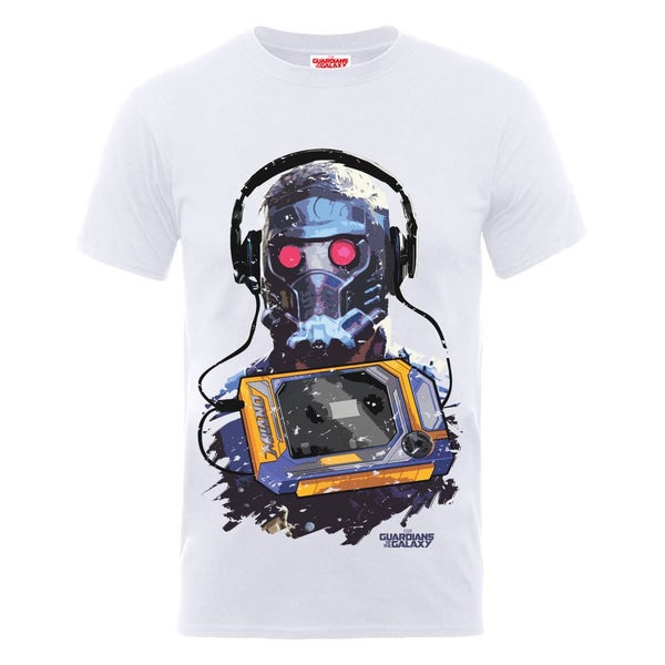 Marvel Guardians of the Galaxy Men's Star-Lord Cassette T-Shirt - White
