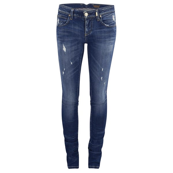 ONLY Women's Mercury Low Rise Skinny Jeans - Medium Blue Denim
