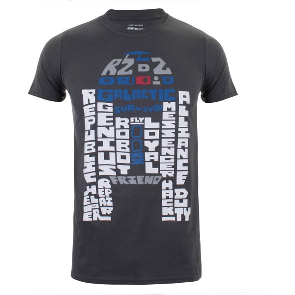 Star Wars Men's R2-D2 Text Body T-Shirt - Charcoal
