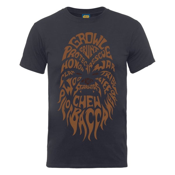 Star Wars Chewbacca Text Head Heren T-Shirt - Charcoal