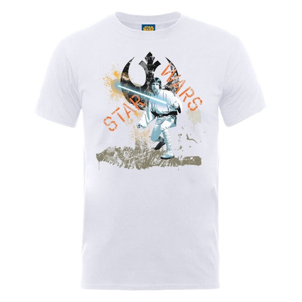 Star Wars Men's Luke Skywalker Jedi Distressed T-Shirt - White