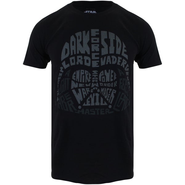 Star Wars Darth Vader Text Head Heren T-Shirt - Zwart