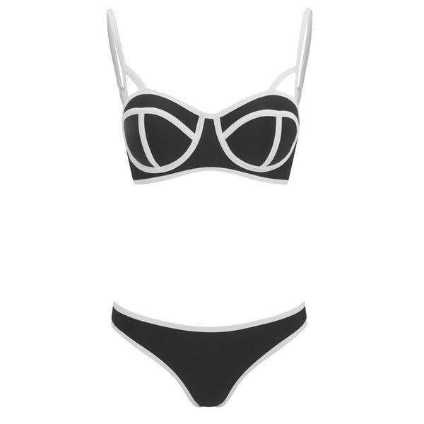 South Beach Women's Boutique Balconette Bind Bikini and Brief Set - Black