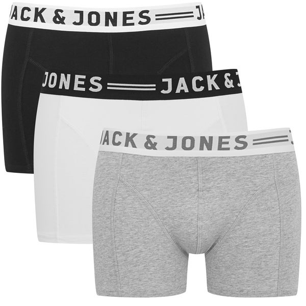 Jack & Jones Men's Sense 3er- Pack Boxershorts - Schwarz/Grau/Weiß