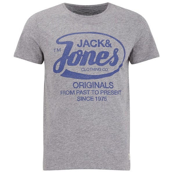 Jack & Jones Men's Raffa Short Sleeve Crew Neck T-Shirt - Light Grey Melange